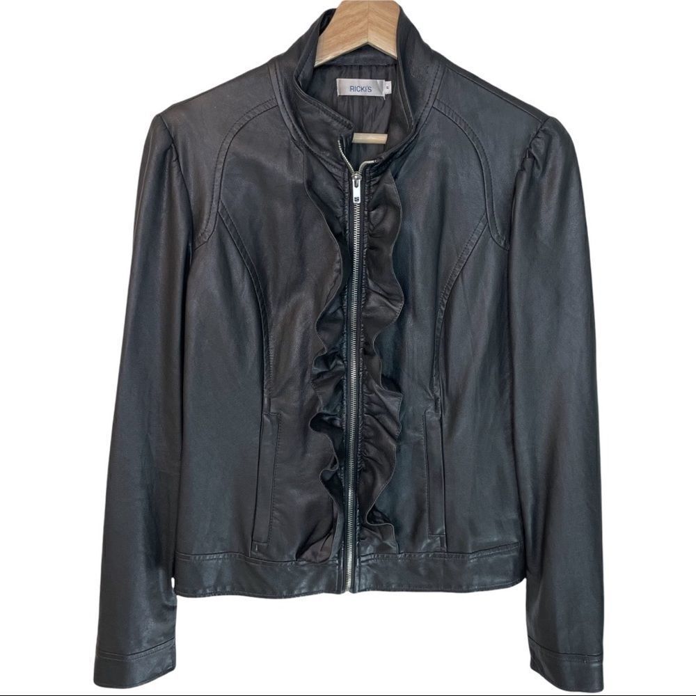 Ricki’s Ruffle Detail Vegan Leather Jacket
